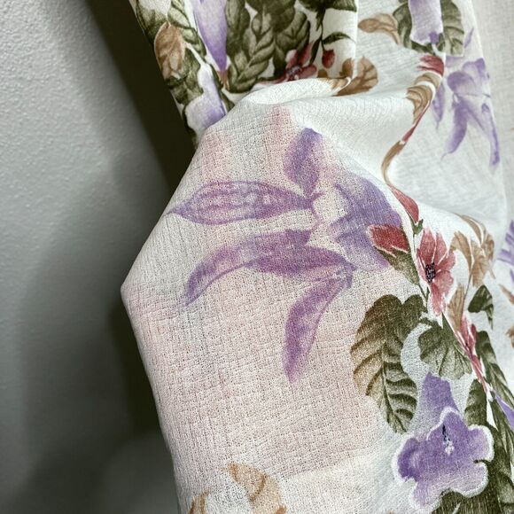 VTG Mynette Women's 14 Dress Sheer Tropical Floral Cream Flutter Sleeve 70's - Picture 10 of 14